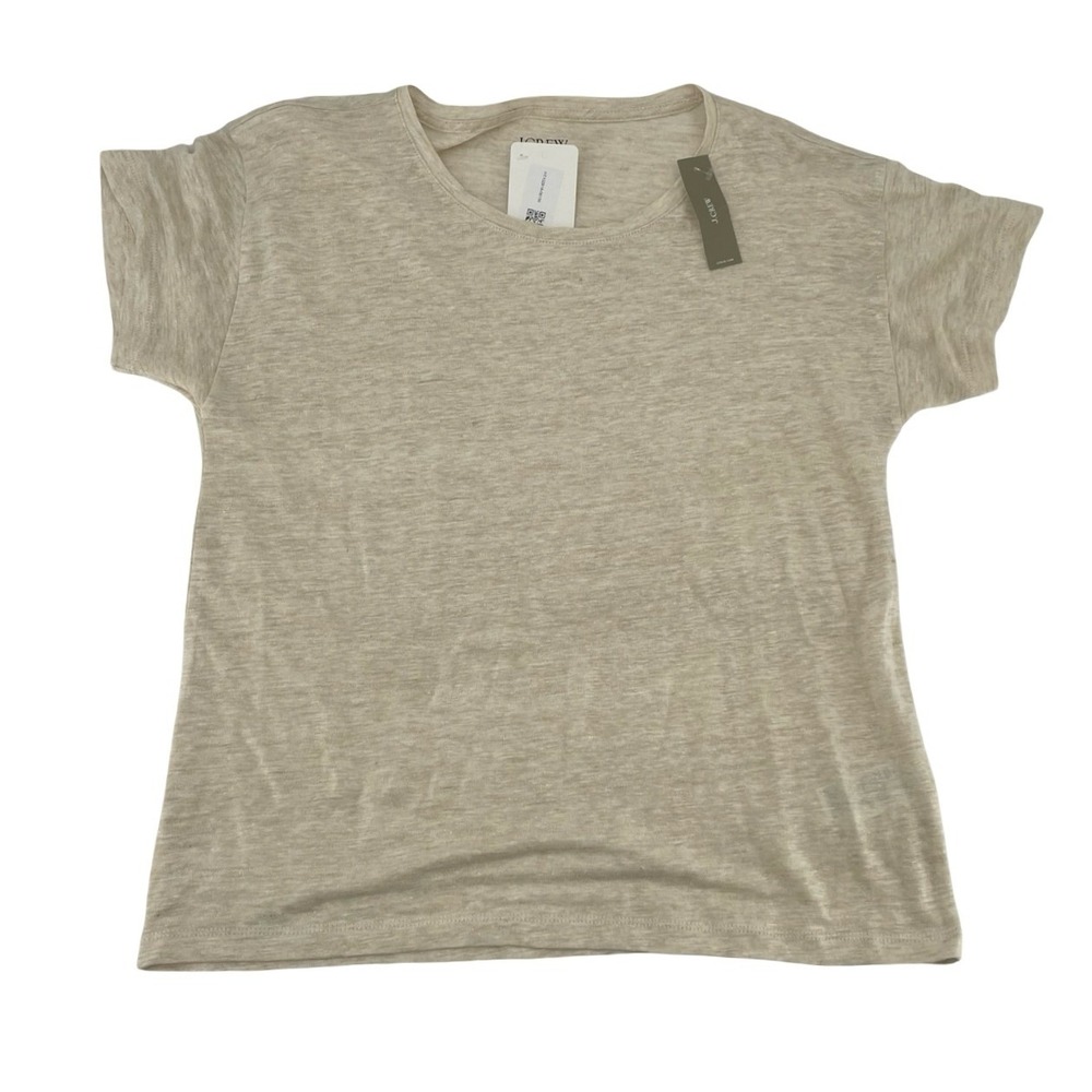 J.Crew Women's T-Shirt Short Sleeve Beige Linen m